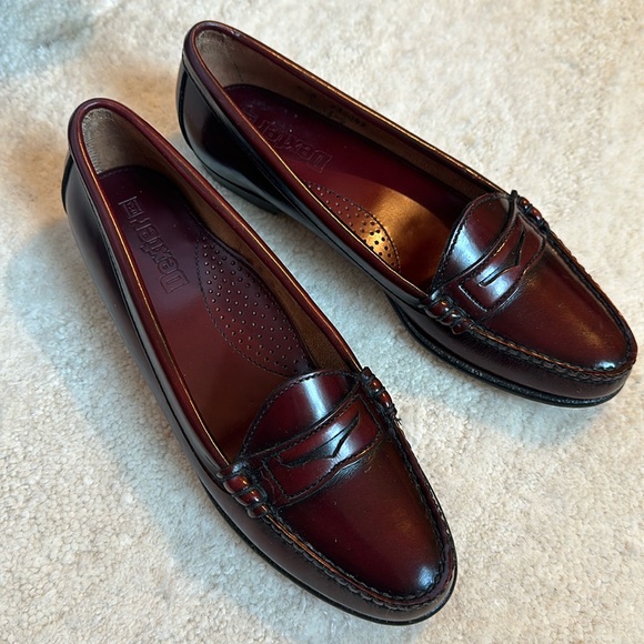 Dexter Dark Red Leather Loafers - Picture 1 of 9